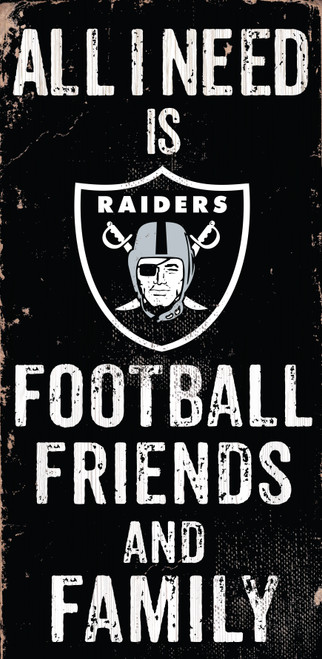 Las Vegas Raiders Sign Wood 6x12 Football Friends and Family Design Color