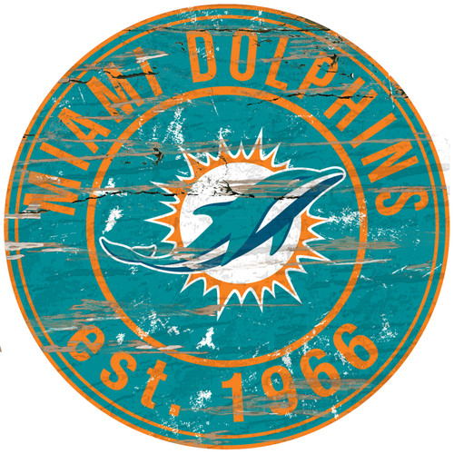 Miami Dolphins Wood Sign - 24" Round