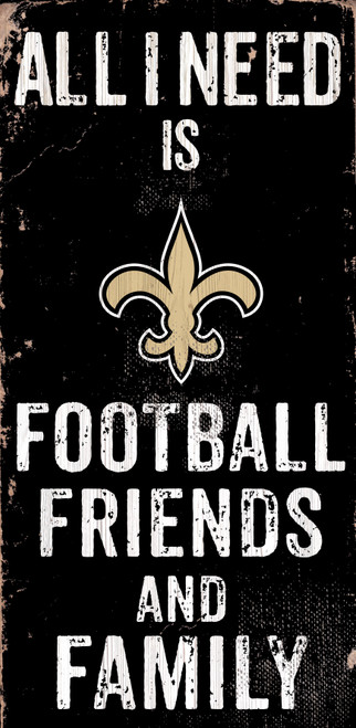 New Orleans Saints Sign Wood 6x12 Football Friends and Family Design Color