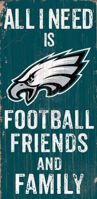 Philadelphia Eagles Sign Wood 6x12 Football Friends and Family Design Color