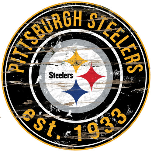 Pittsburgh Steelers Wood Sign - 24" Round