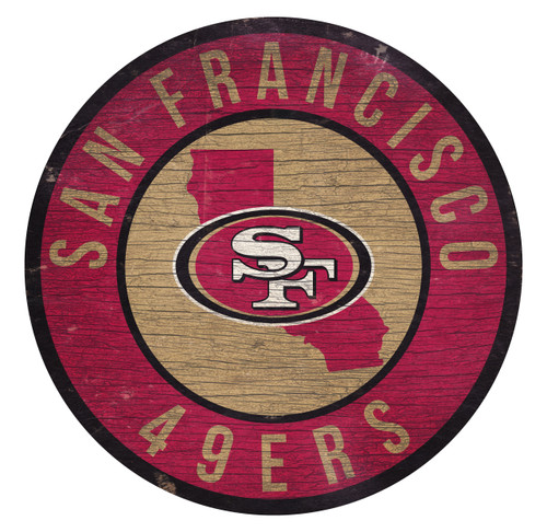 San Francisco 49ers Sign Wood 12 Inch Round State Design