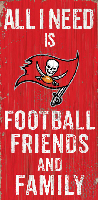 Tampa Bay Buccaneers Sign Wood 6x12 Football Friends and Family Design Color