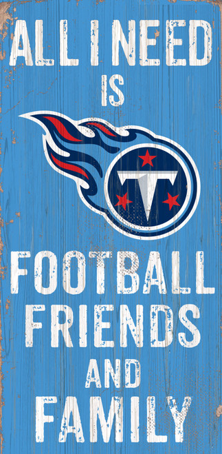 Tennessee Titans Sign Wood 6x12 Football Friends and Family Design Color