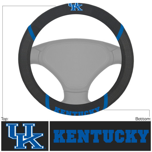 University of Kentucky - Kentucky Wildcats Steering Wheel Cover "UK" Logo & "Kentucky" Wordmark Black