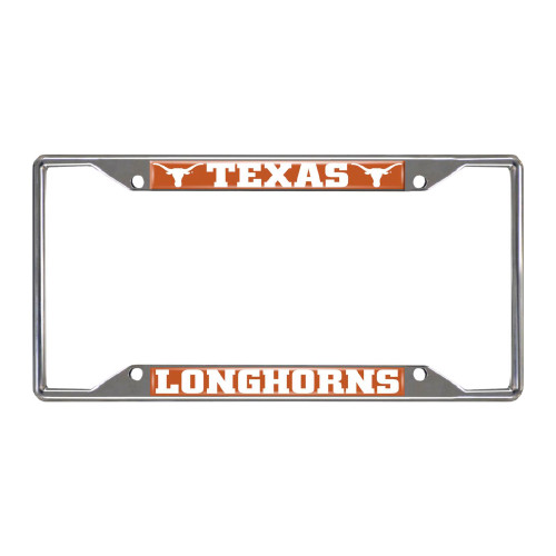 University of Texas - Texas Longhorns License Plate Frame Longhorn Primary Logo and Wordmark Chrome