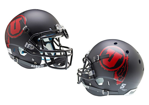 Utah Utes Schutt Authentic XP Full Size Helmet - Matte Black Red Alternate 1