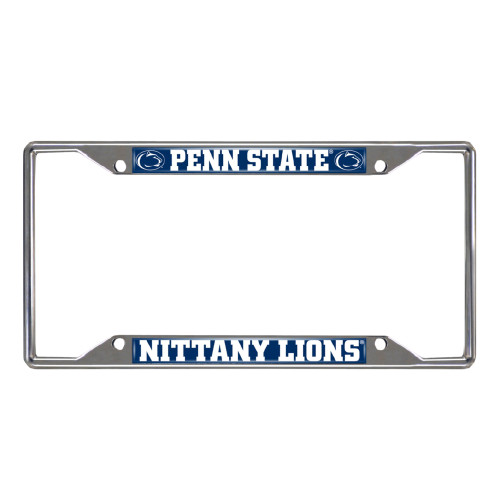 Pennsylvania State University - Penn State Nittany Lions License Plate Frame "Nittany Lion" Logo & Wordmark Chrome