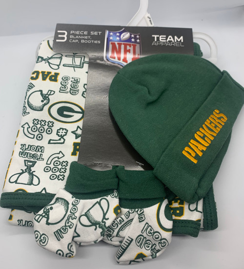 Green Bay Packers 3-Piece Baby Blanket, Cap, and Booties