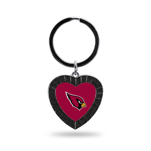 Arizona Cardinals - AZ Black Rhinestone Heart Keychain