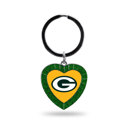 Green Bay Packers Green Rhinestone Heart Keychain