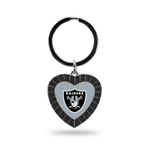 Las Vegas Raiders Black Rhinestone Heart Keychain