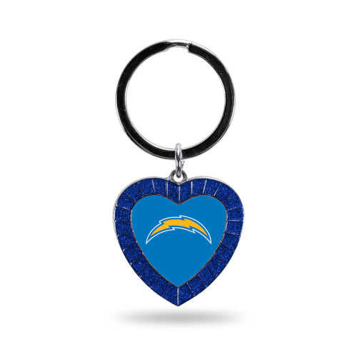 Los Angeles Chargers Colored Rhinestone Heart Keychain - Royal