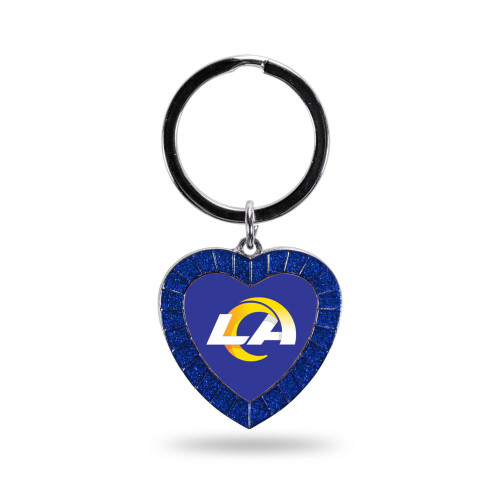 Los Angeles Rams Colored Rhinestone Heart Keychain - Royal Blue