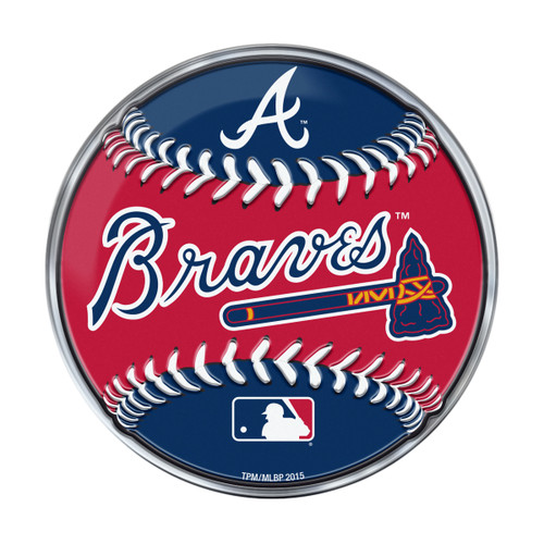 Atlanta Braves Embossed Baseball Emblem Primary Logo and Wordmark