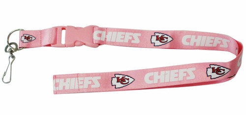 Kansas City Chiefs Lanyard - Breakaway with Key Ring - Pink