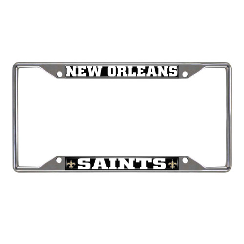 New Orleans Saints License Plate Frame  Fleur-de-lis Primary Logo and Wordmark Black