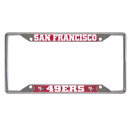 San Francisco 49ers License Plate Frame  Oval SF Primary Logo and Wordmark Red
