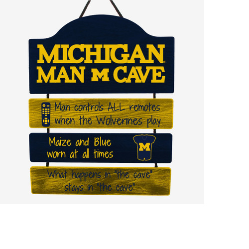 Michigan Wolverines Man Cave Design Wood Sign