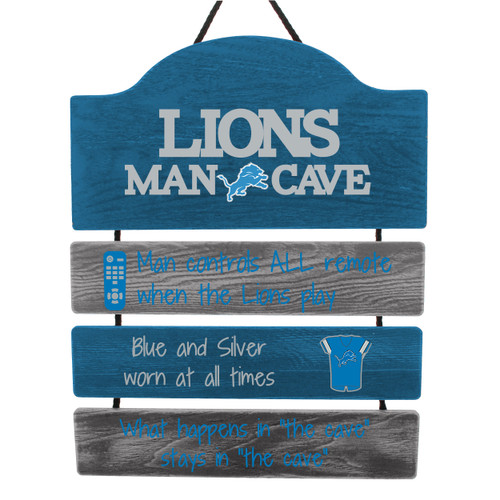 Detroit Lions Man Cave Design Wood Sign