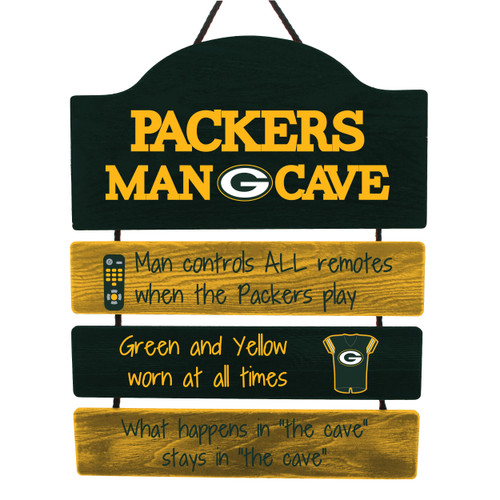 Green Bay Packers Man Cave Design Wood Sign