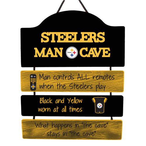 Pittsburgh Steelers Man Cave Design Wood Sign