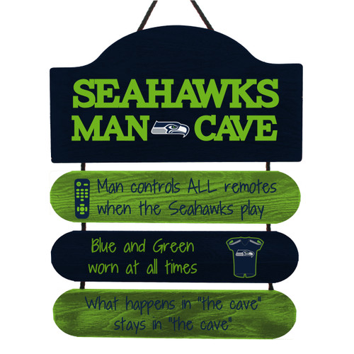 Seattle Seahawks Man Cave Design Wood Sign