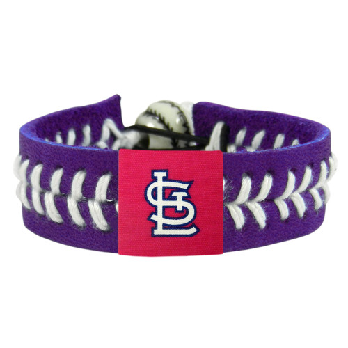 St. Louis Cardinals Baseball Bracelet - Red Band, White Stiches "StL" Logo"