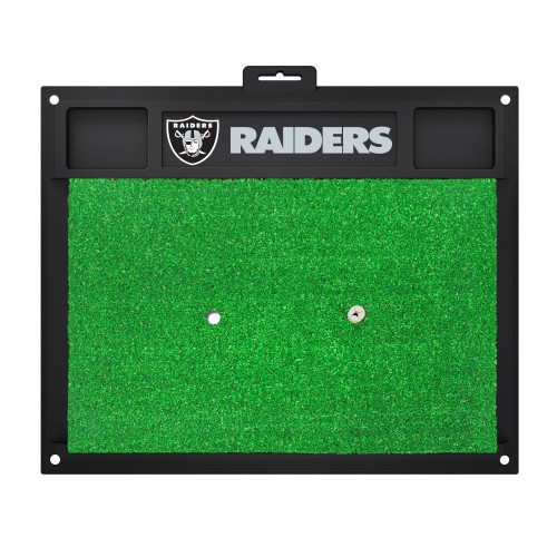 Las Vegas Raiders Golf Hitting Mat "Raider" Logo & "Raiders" Wordmark Black