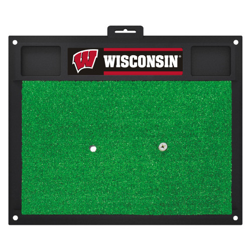 University of Wisconsin - Wisconsin Badgers Golf Hitting Mat "W" Logo & "Wisconsin" Wordmark Red