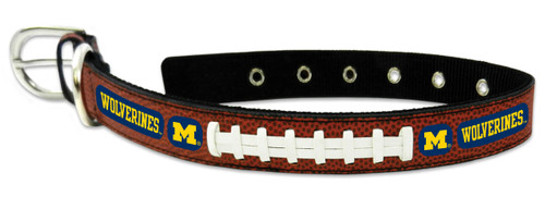 Michigan Wolverines Pet Collar Classic Football Leather Size Medium