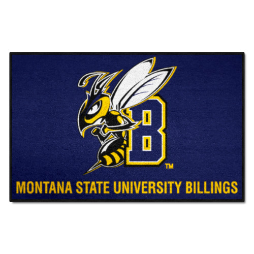 Montana State University Billings - Montana State Billings Yellow Jackets Starter Mat "Yellow Jacket & B" Logo & Wordmark Blue