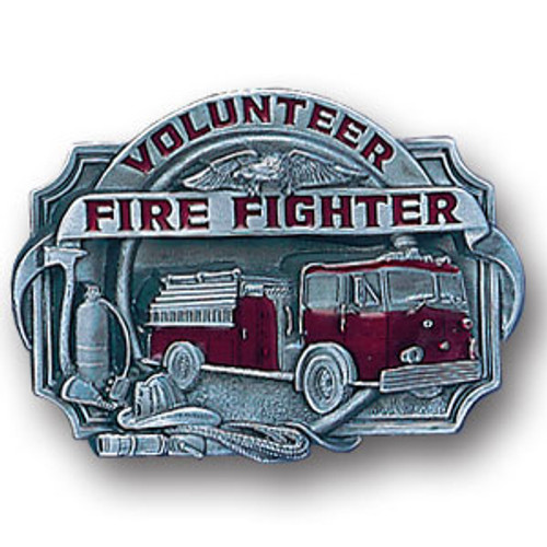 Volunteer Firefighter Enameled Belt Buckle