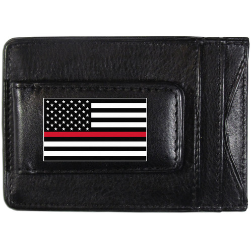 Thin Red Line Firefighter Flag Leather Cash and Cardholder 