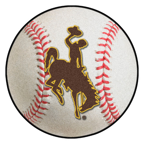 University of Wyoming - Wyoming Cowboys Baseball Mat Bucking Horse Primary Logo White