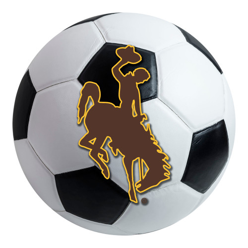 University of Wyoming - Wyoming Cowboys Soccer Ball Mat Bucking Horse Primary Logo White