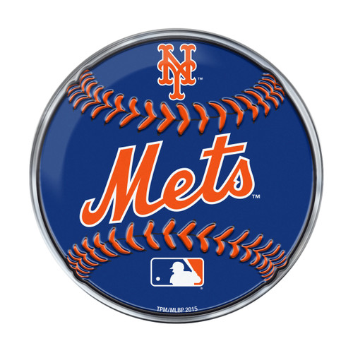 New York Mets Embossed Baseball Emblem Primary Logo and Wordmark