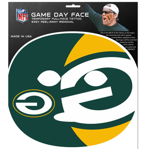 Green Bay Packers Game Face Temporary Tattoo