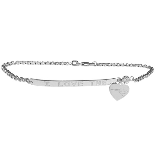 New England Patriots Sterling Silver Love Bracelet with Heart Charm