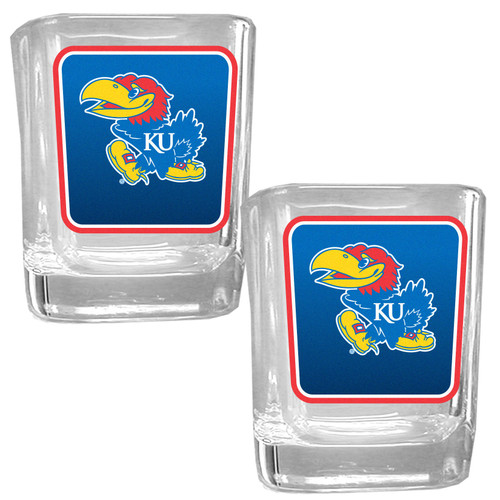 Kansas Jayhawks Square Glass Shot Glass Set