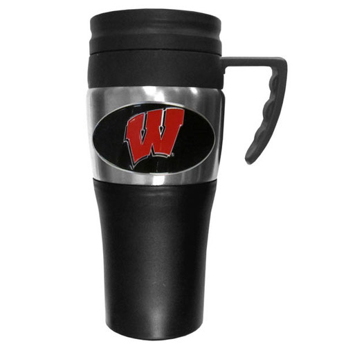 Wisconsin Badgers Steel Travel Mug w/Handle