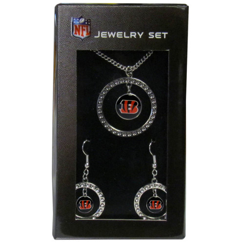 Cincinnati Bengals Rhinestone Hoop Jewelry Set