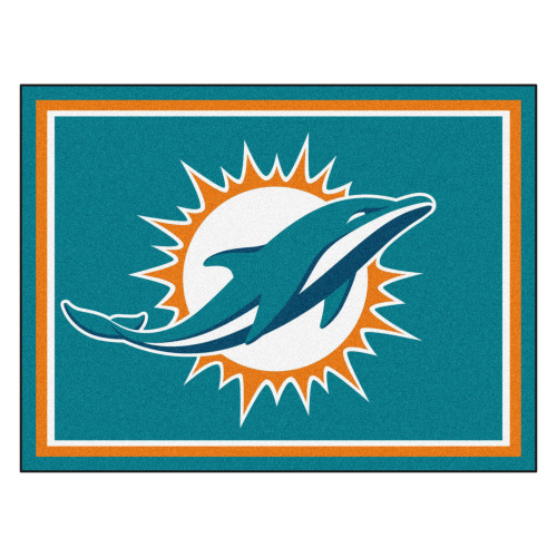 Miami Dolphins 8x10 Rug Dolphin Primary Logo Aqua