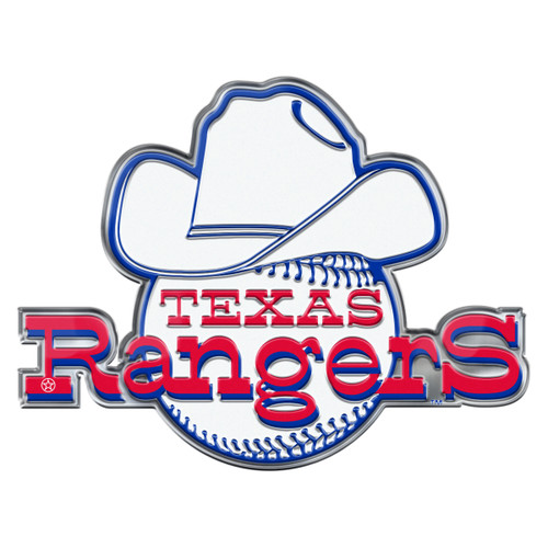 Texas Rangers Embossed Color Emblem 2 Retro "Baseball with Cowboy Hat" Logo