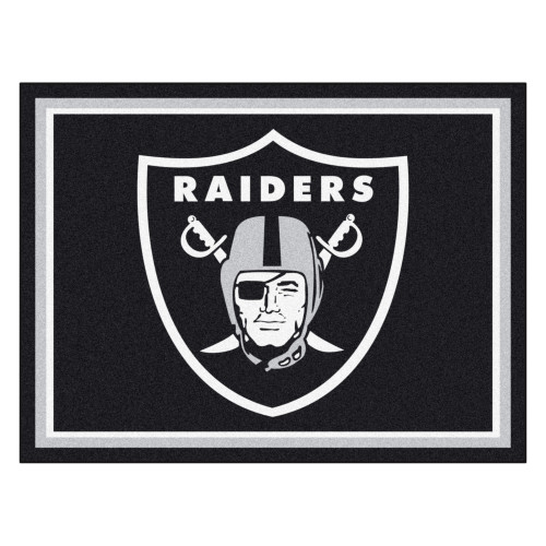 Las Vegas Raiders 8x10 Rug Raider Shield Primary Logo Black