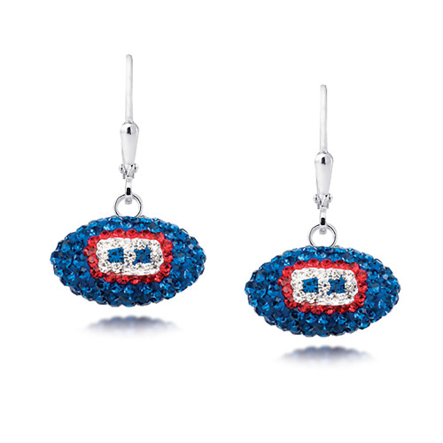 New York Giants Crystal Silver Earrings