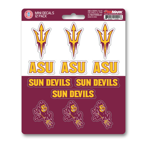 Arizona State Sun Devils Mini Decal 12-pk 12 Various Logos / Wordmark