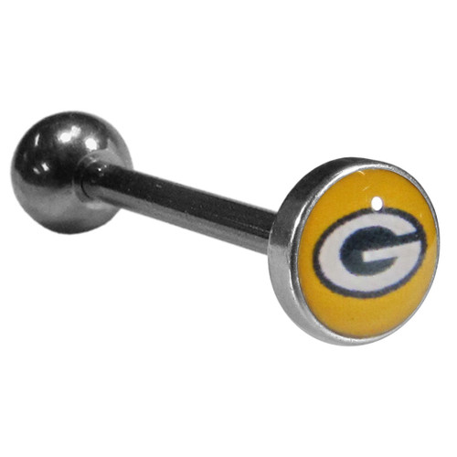 Green Bay Packers Inlaid Barbell Tongue Ring