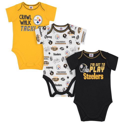 Steelers Baby Boys 3-Pack Short Sleeve Bodysuit