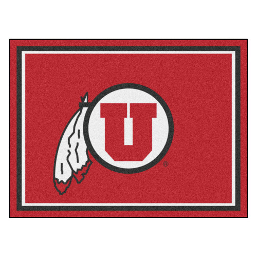 University of Utah - Utah Utes 8x10 Rug Circle & Feather Logo Red